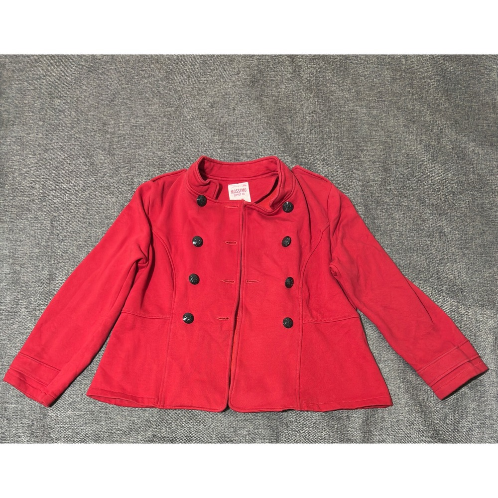 Mossimo Womens XL Jacket Red Double Breasted Military Style Fleece